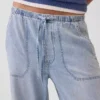 Ultramjuka joggingsbyxor i denim med vid ben
