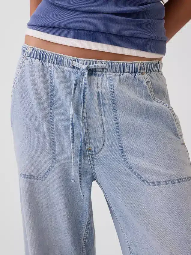 Ultramjuka joggingsbyxor i denim med vid ben