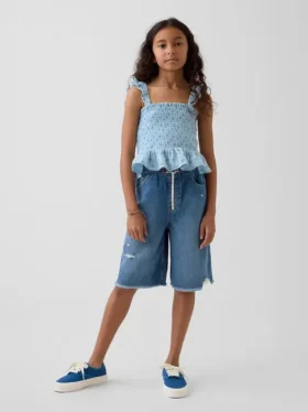 Ultramjuka, långa jeansshorts med låg midja för barn