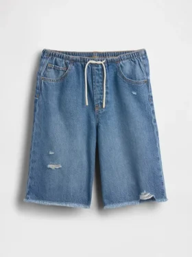 Ultramjuka, långa jeansshorts med låg midja för barn