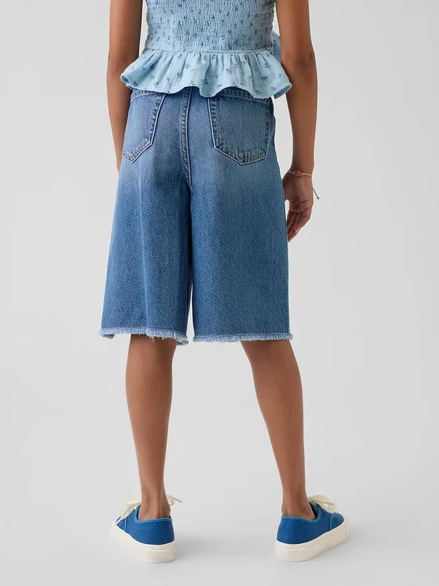 Ultramjuka, långa jeansshorts med låg midja för barn