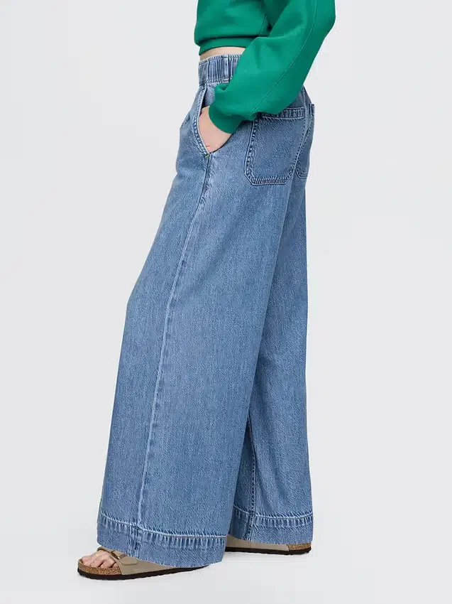 Ultramjuka, plisserade, avslappnade baggy-Jeans med medelhög midja