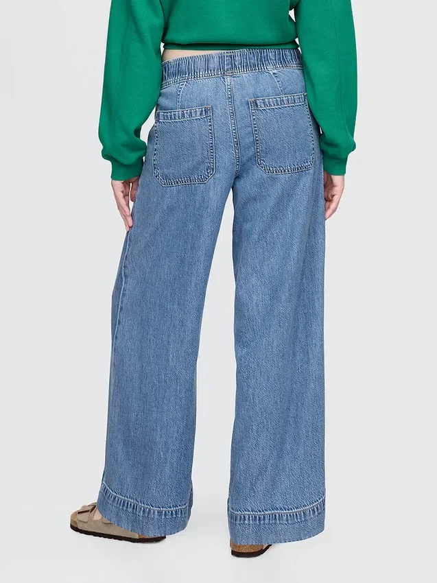 Ultramjuka, plisserade, avslappnade baggy-Jeans med medelhög midja