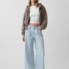 Ultramjuka, plisserade baggy-Jeans med medelhög midja