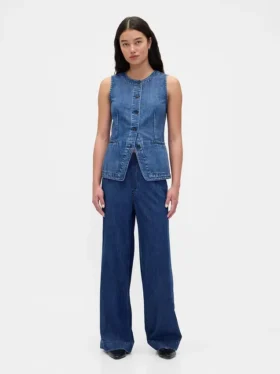 Ultramjuka, plisserade baggy-Jeans med medelhög midja
