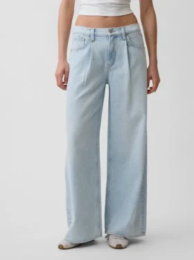 Ultramjuka, plisserade baggy-Jeans med medelhög midja