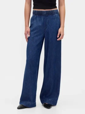 Ultramjuka, plisserade baggy-Jeans med medelhög midja
