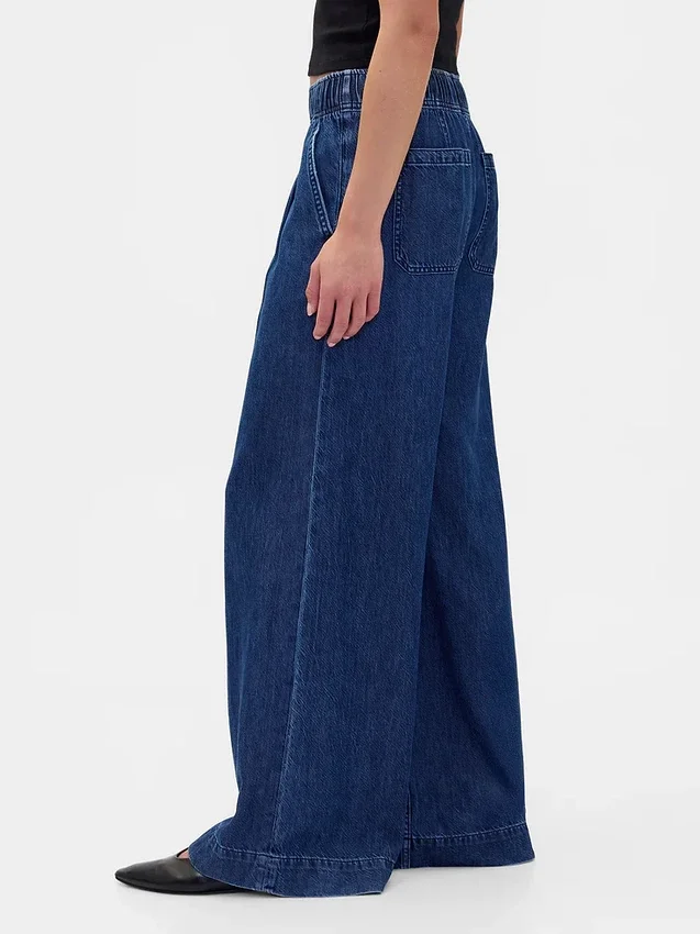 Ultramjuka, plisserade baggy-Jeans med medelhög midja