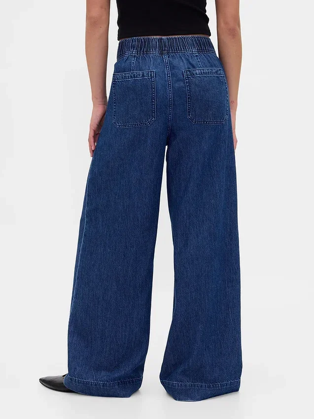 Ultramjuka, plisserade baggy-Jeans med medelhög midja