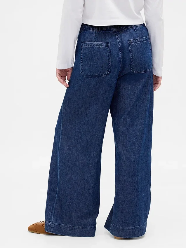 Ultramjuka, plisserade baggy-Jeans med medelhög midja
