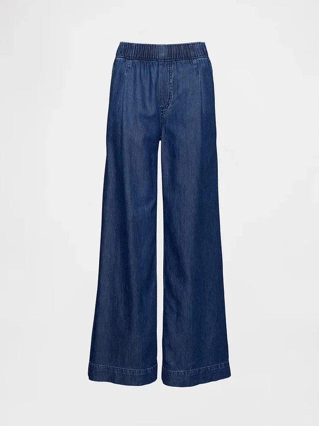 Ultramjuka, plisserade baggy-Jeans med medelhög midja