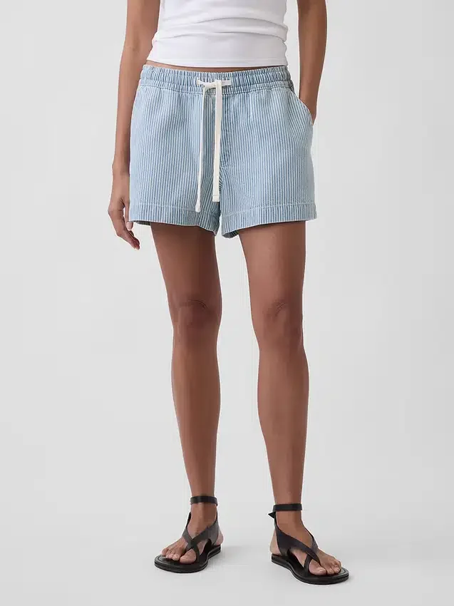 Ultramjuka, randiga Easy-Shorts i denim