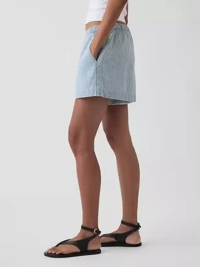 Ultramjuka, randiga Easy-Shorts i denim