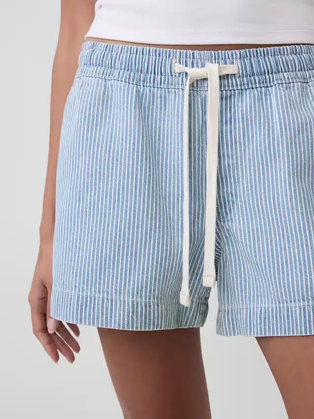 Ultramjuka, randiga Easy-Shorts i denim