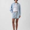 Ultramjuka, randiga Easy-Shorts i denim