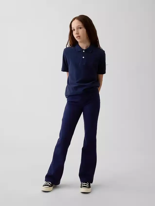 Uniformsbyxor i ponte med vid ben för barn