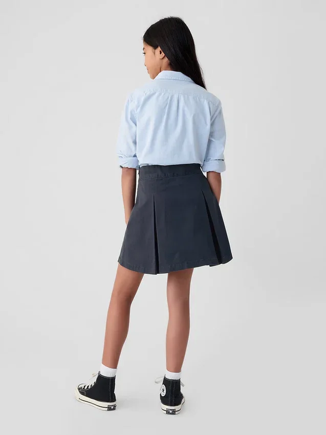 Uniformskjortkjol för barn i khaki med veck