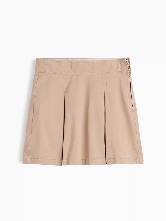 Uniformskjortkjol för barn i khaki med veck