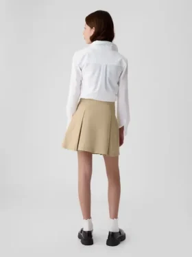 Uniformskjortkjol för barn i khaki med veck