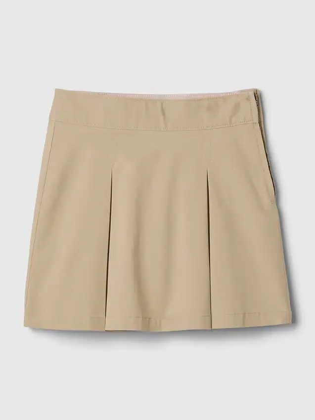 Uniformskjortkjol för barn i khaki med veck