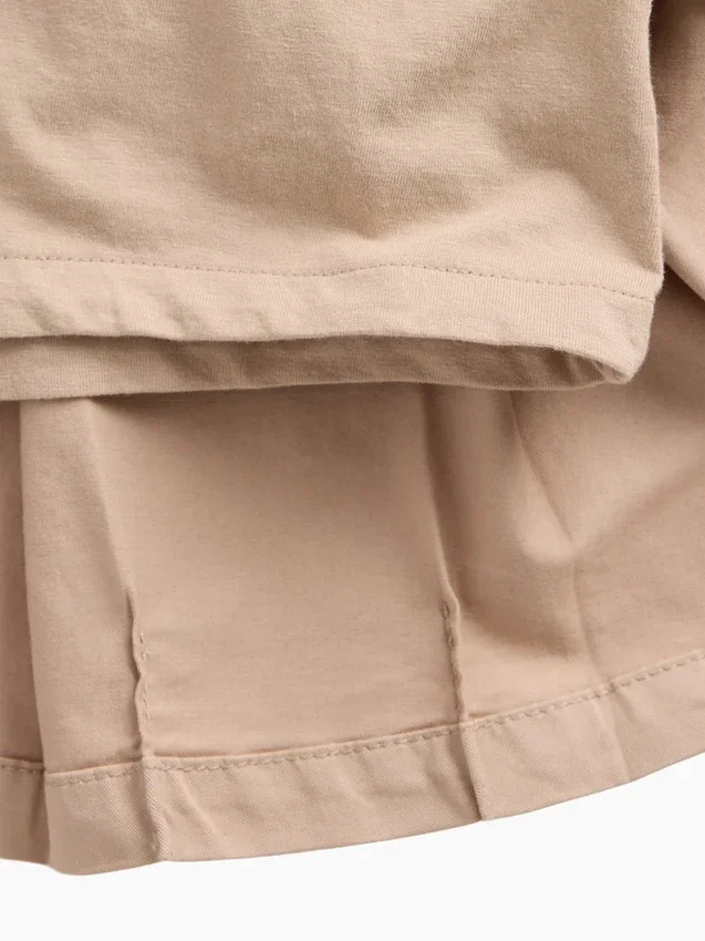 Uniformskjortkjol för barn i khaki med veck