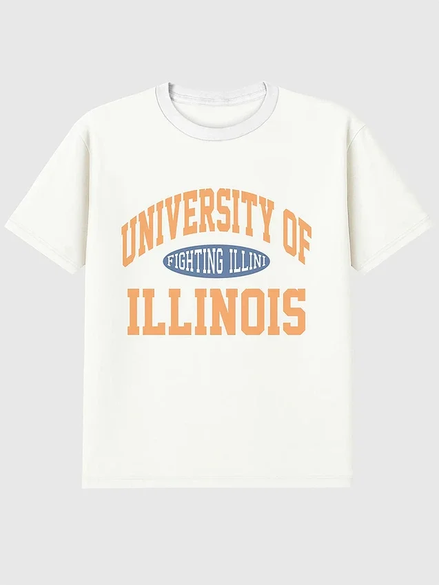 University of Illinois Vintage Fighting Illini-T-shirt med tryck