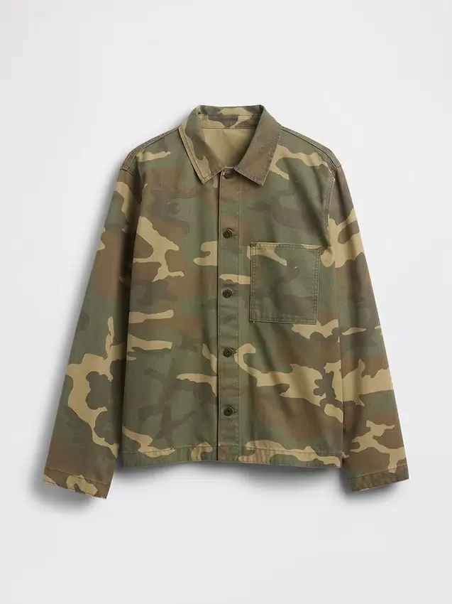 Utility-skjorta i canvas-denim med kamouflage