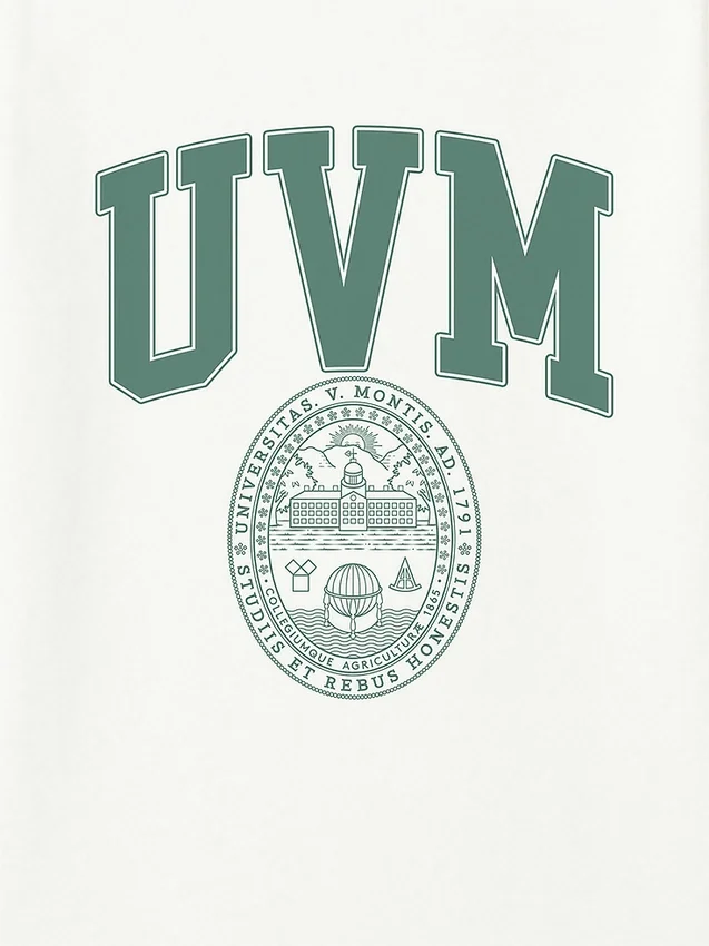 UVM College Crest-T-shirt med tryck