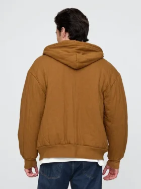 Vaffelfodrad, quiltad hoodie med dragkedja