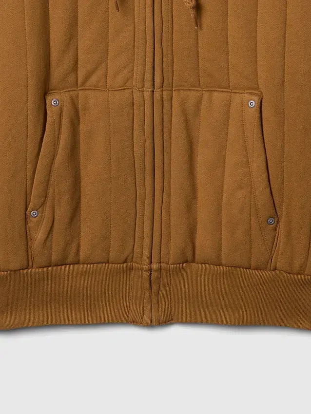 Vaffelfodrad, quiltad hoodie med dragkedja