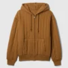 Vaffelfodrad, quiltad hoodie med dragkedja