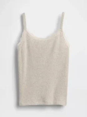 Vaffelstickad cami-top med spetskant för barn