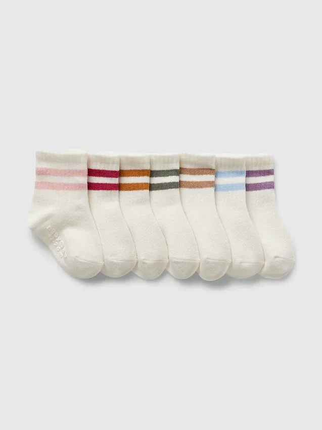 Varsity Stripe Quarter Crew-strumpor för Baby & Småbarn (7-pack)