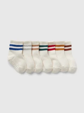 Varsity Stripe Quarter Crew-strumpor för Baby & Småbarn (7-pack)