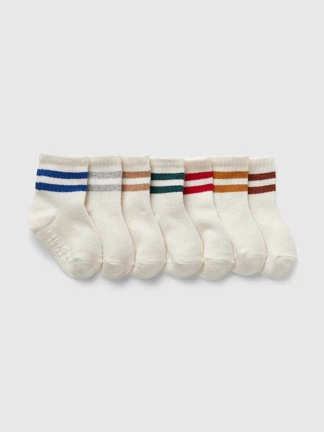 Varsity Stripe Quarter Crew-strumpor för Baby & Småbarn (7-pack)
