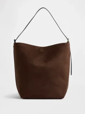 Vegansk bucketväska i mocka