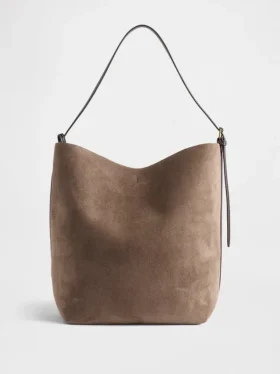 Vegansk bucketväska i mocka