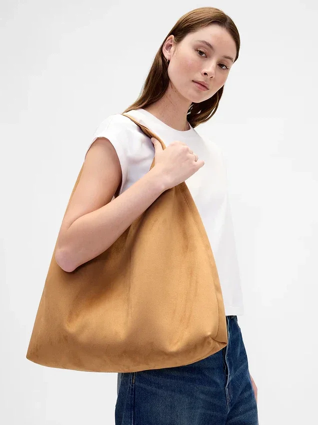 Vegansk slouchy-tote i mocka