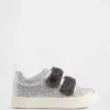 Veganska sneakers med glitter och päls för småbarn