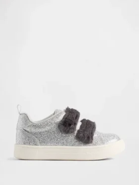 Veganska sneakers med glitter och päls för småbarn