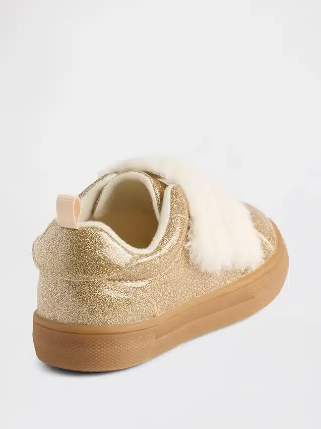 Veganska sneakers med glitter och päls för småbarn