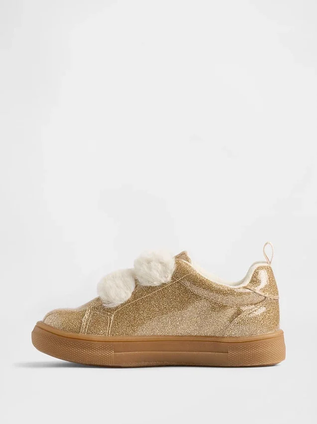 Veganska sneakers med glitter och päls för småbarn