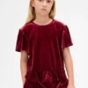 Velour-peplumtop för barn