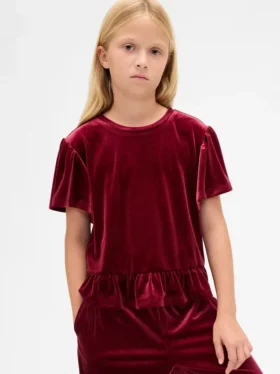 Velour-peplumtop för barn