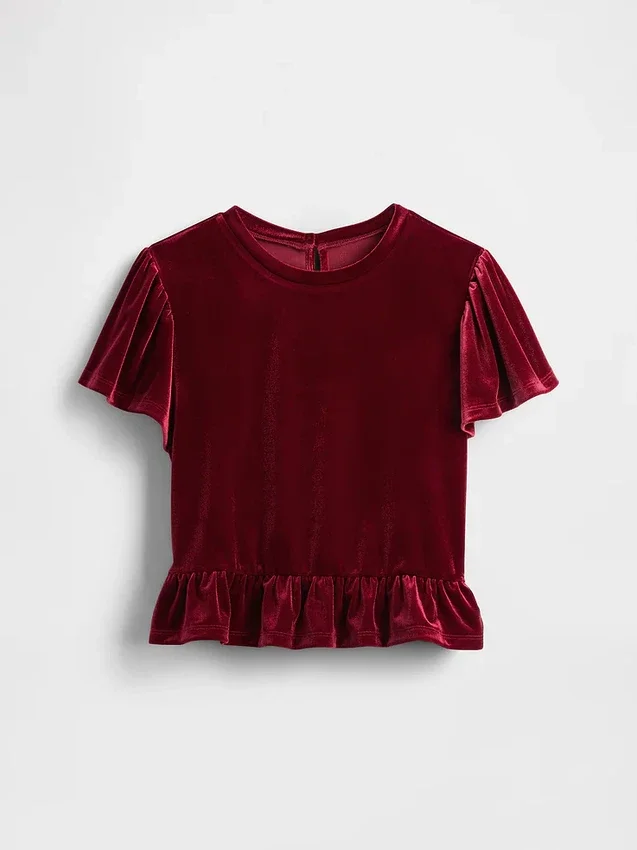 Velour-peplumtop för barn