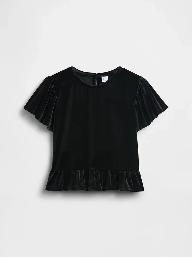 Velour-peplumtop för barn