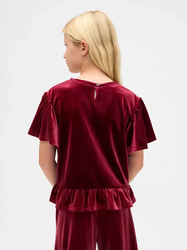 Velour-peplumtop för barn
