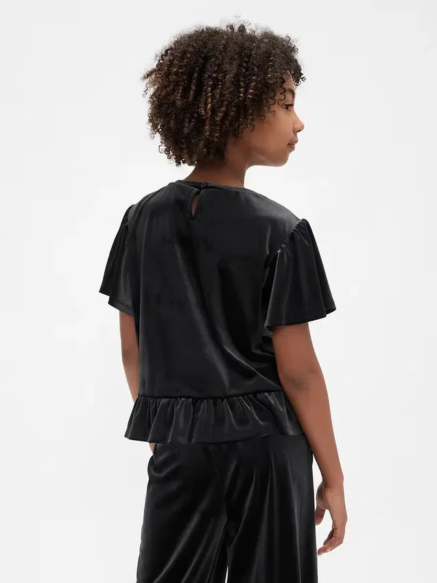 Velour-peplumtop för barn