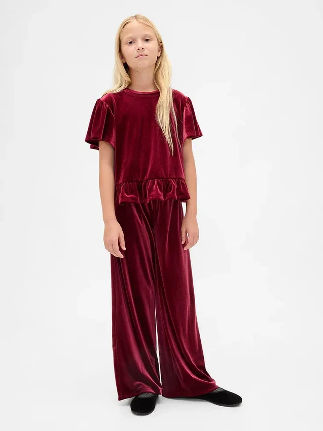 Velour-peplumtop för barn