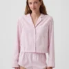 Överdimensionerad, kort pyjamas-skjorta i poplin